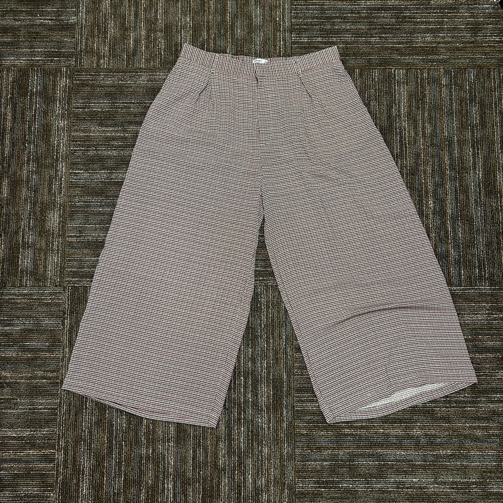 Tronjori Brown Wide-Leg Houndstooth Pants XXL Short - NEW WITH TAGS